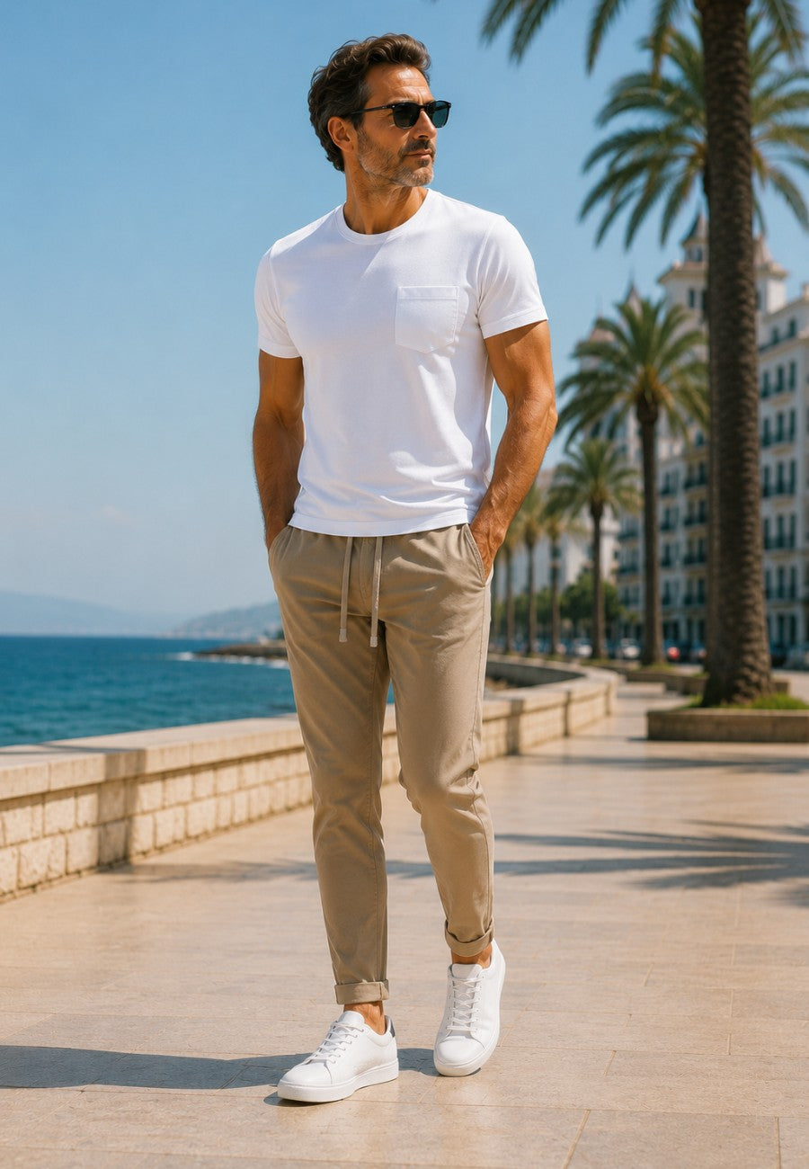 JOGGER ELÁSTICO DE TIRO ALTO DE VERANO - Color Tostado
