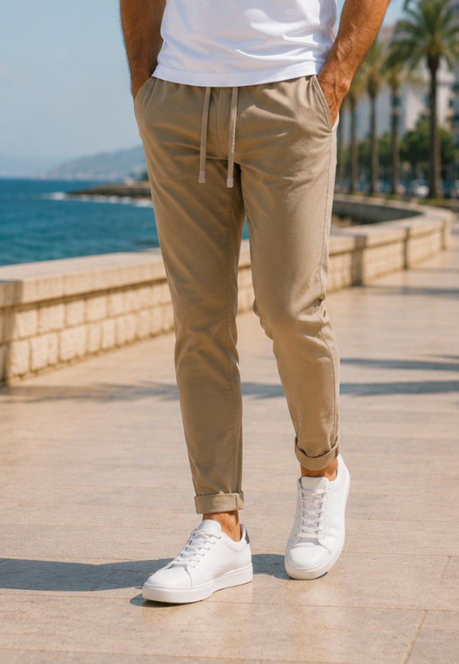 JOGGER ELÁSTICO DE TIRO ALTO DE VERANO - Color Tostado