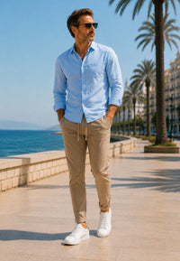 JOGGER ELÁSTICO DE TIRO ALTO DE VERANO - Color Tostado