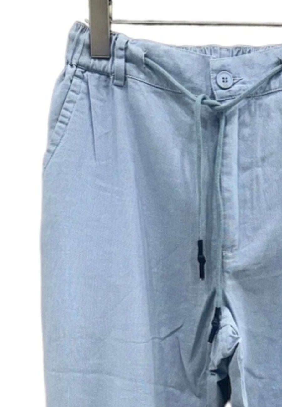 Pantalones de lino y algodón con cordón para hombre