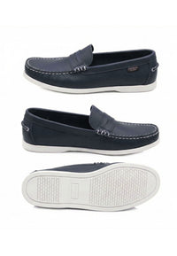 Mocasines de piel suave azul marino de hombre - Antifaz wala