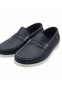 Mocasines de piel suave azul marino de hombre - Antifaz wala