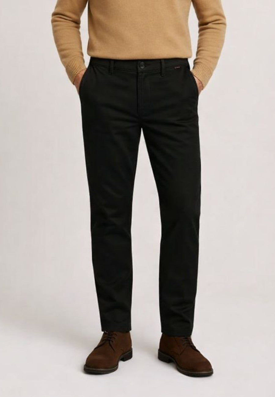 Pantalón Chino para hombre de Algodón elástico Guadiana (Tiro alto) color negro