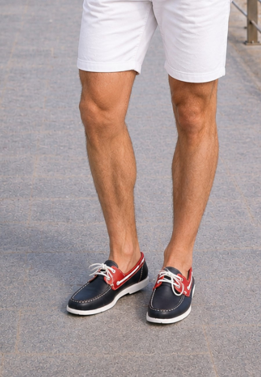 Nauticos de piel azul marino y rojo de hombre tallas de la 40 a la 47