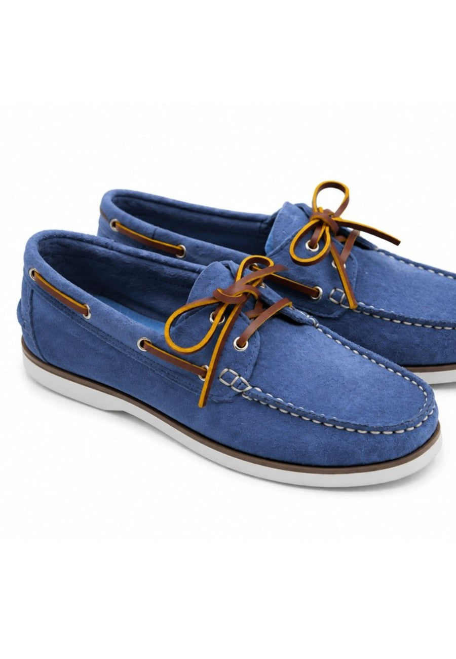Mocasines nauticos de piel serraje azules violaceos