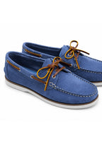 Mocasines nauticos de piel serraje azules violaceos