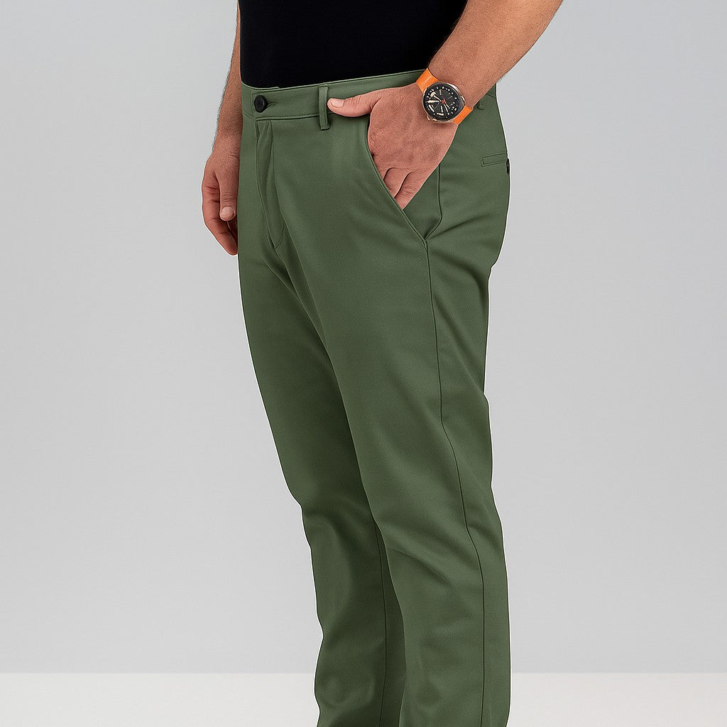 Beige elastic Chinese casual pants - Sport
