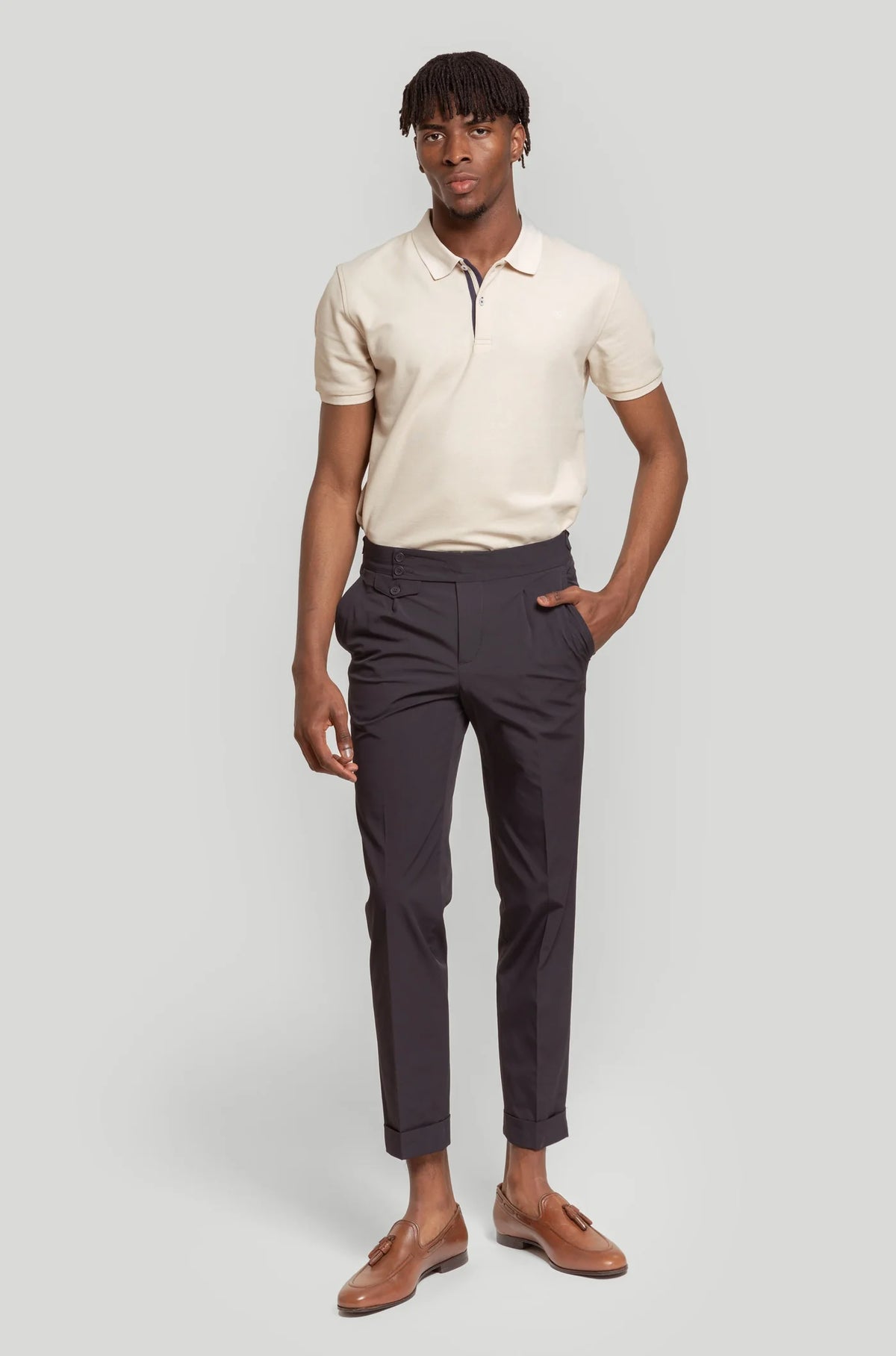 Polo piqué de hombre color Hueso