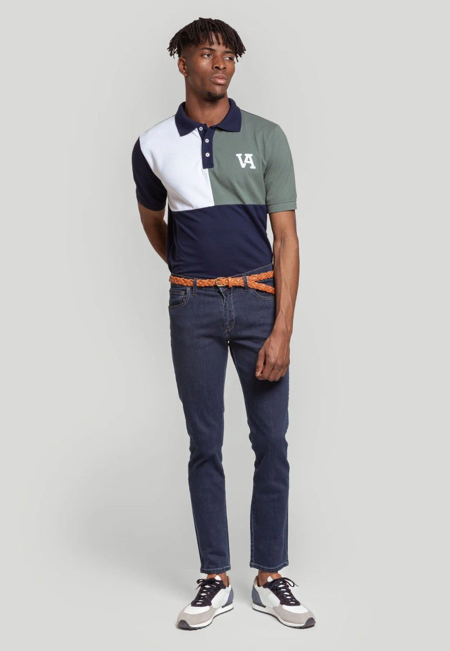 Polo piqué de hombre cuadros Azul marino