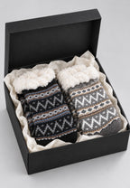 Pack regalo de 2 pares de calcetines de estar por casa en caja de regalo, Gris y Negro