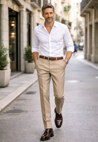 Pantalón de vestir de verano para hombre Grecia: Talla 40 a la 68 - beige