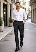Pantalón de vestir de verano para hombre Grecia- Talla 40 a la 68 - gris oscuro