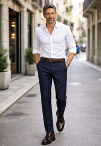 Pantalón de vestir de verano para hombre Grecia- Talla 40 a la 68 azul marino