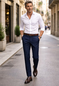 Pantalón de vestir de hombre Roma azul marino