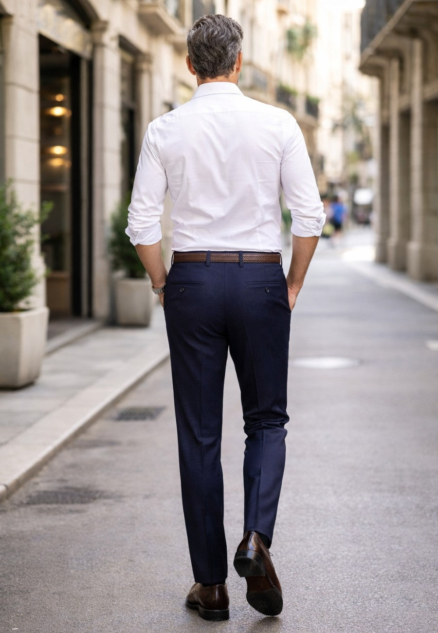 Pantalón de vestir de hombre Roma azul marino