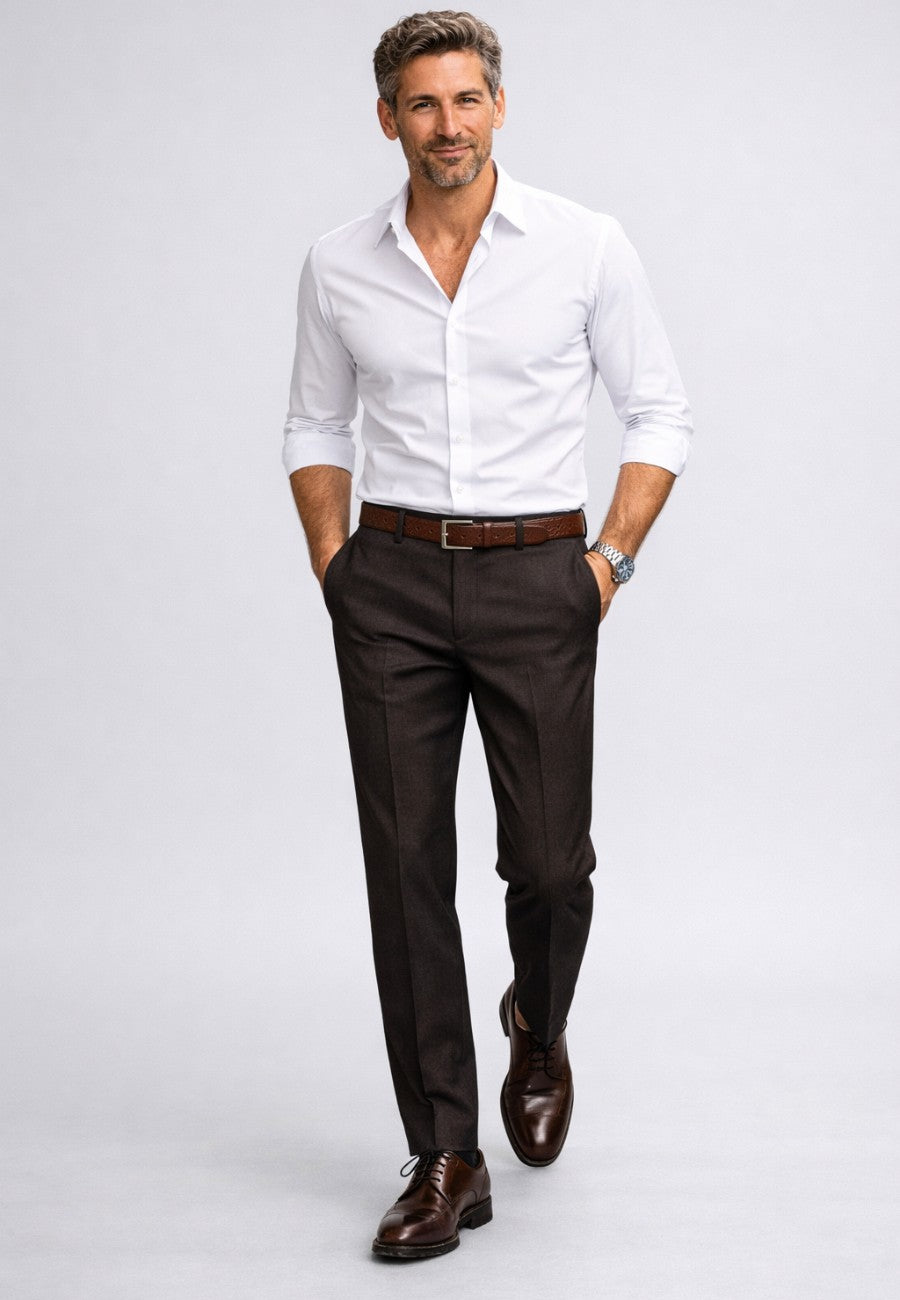 Pantalón de vestir de hombre Roma marrones