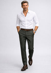 Pantalón de vestir de hombre Roma en verde tierra