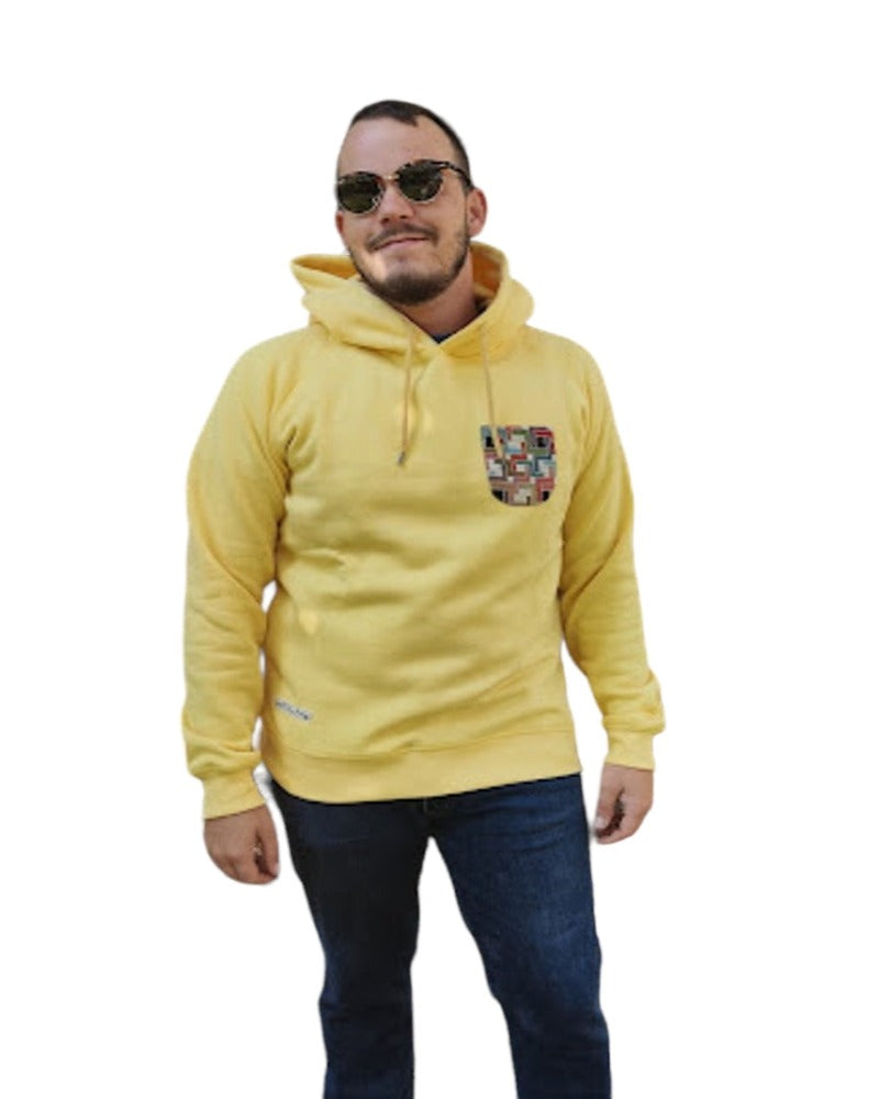 Sudadera con bolsillo y capucha amarillo pastel en testimu.com de T'estimu Moda