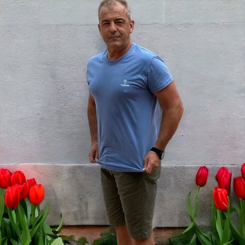 Camiseta de algodón azul pastel - T'estimu