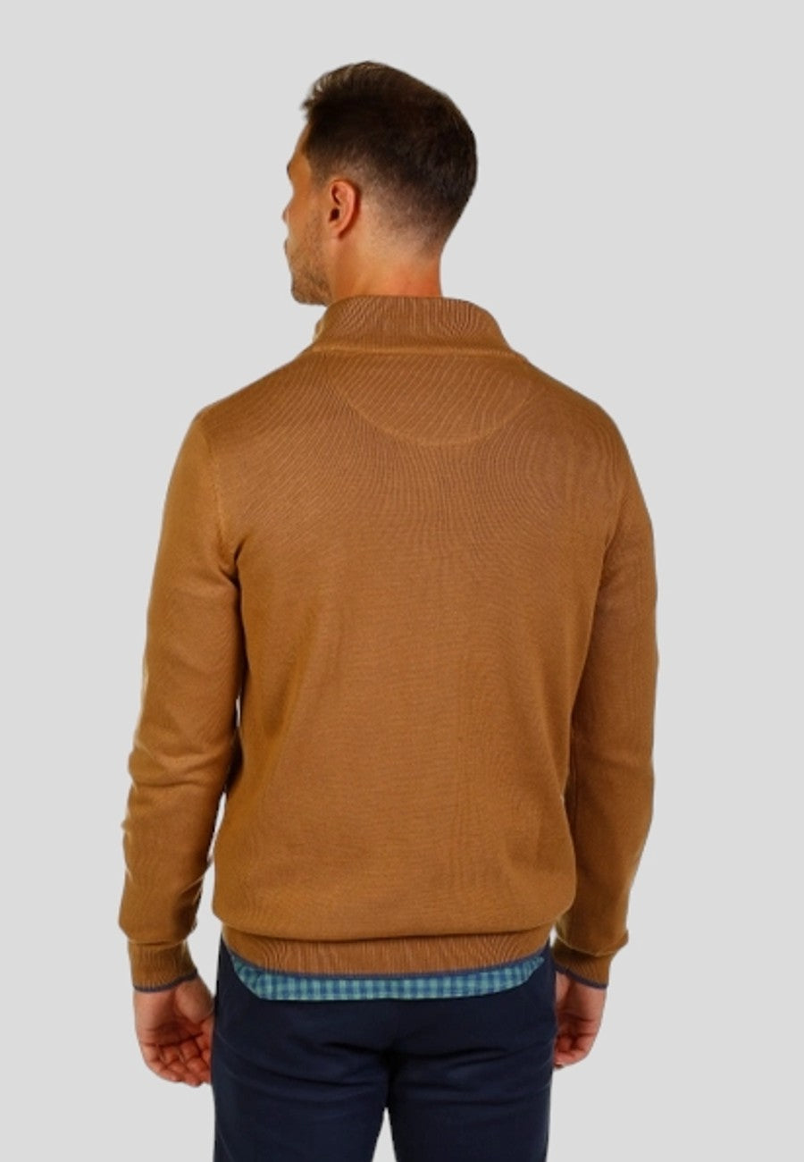 Camel half zip men s sweater