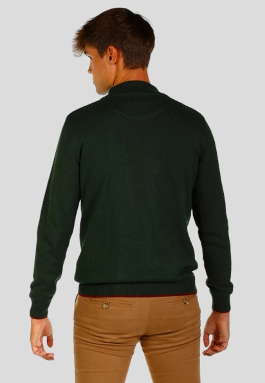 Jersey de hombre de media cremallera color verde en testimu.com de T'estimu moda