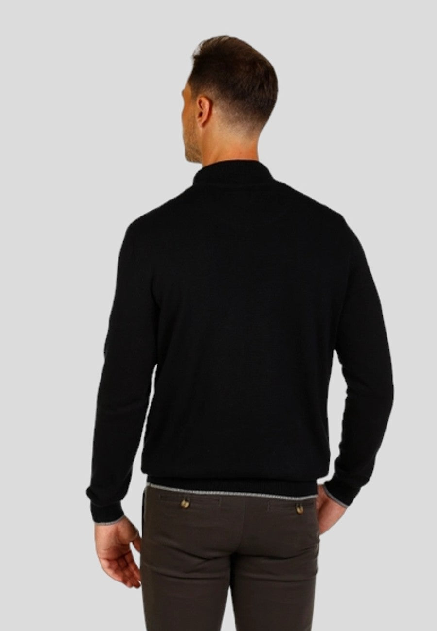 Jersey de hombre de media cremallera color Negro