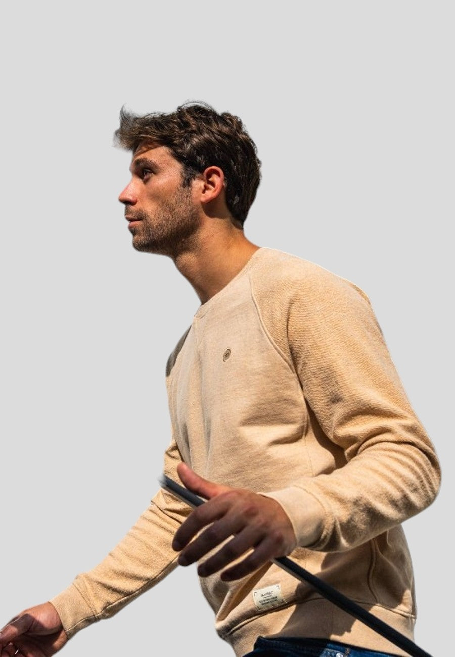 Sudadera beige de algodón orgánico en testimu.com de T'estimu Moda