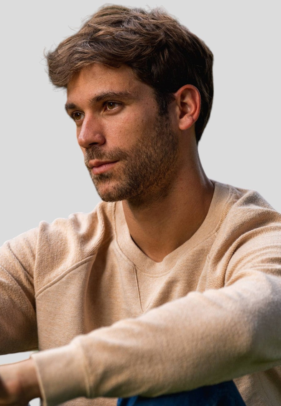 Sudadera beige de algodón orgánico en testimu.com de T'estimu Moda