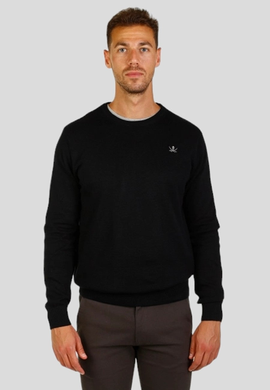 Men's black round neck sweater – Testimu