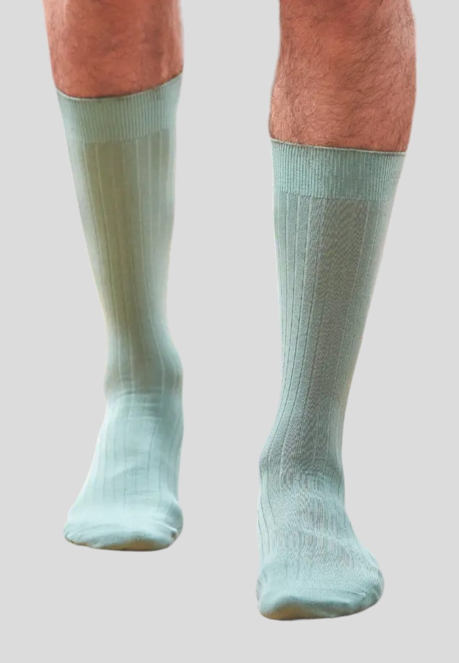 Calcetines para hombre de algodón mercerizado en verde palido