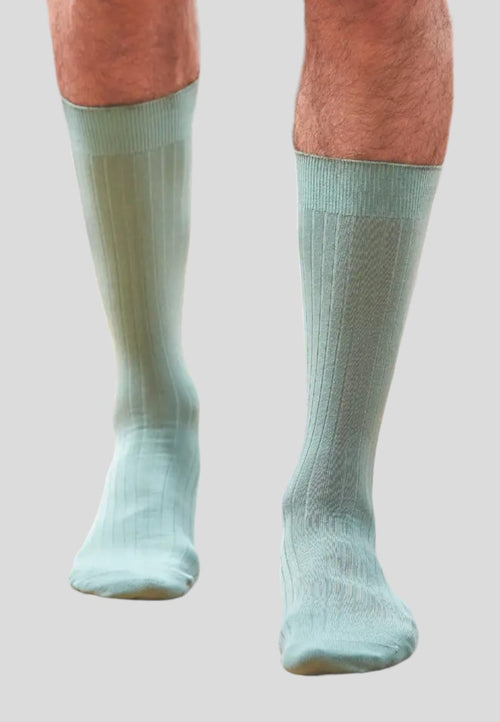 Calcetines para hombre de algodón mercerizado en verde palido