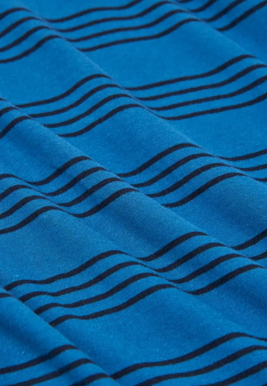 Pijama de hombre de algodón y punto rayas azul (tallas de la L a la 5XL)