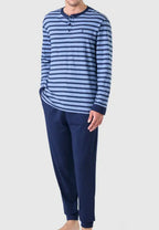 Pijama de hombre de rayas azul marino en tallas de la L a la XXL