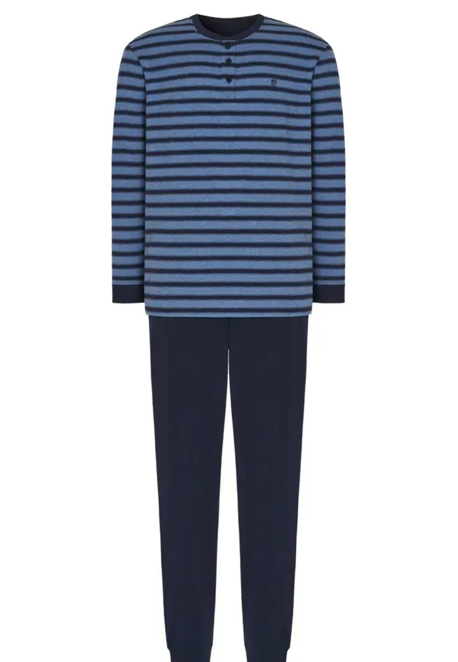 Pijama de hombre de rayas azul marino en tallas de la L a la XXL