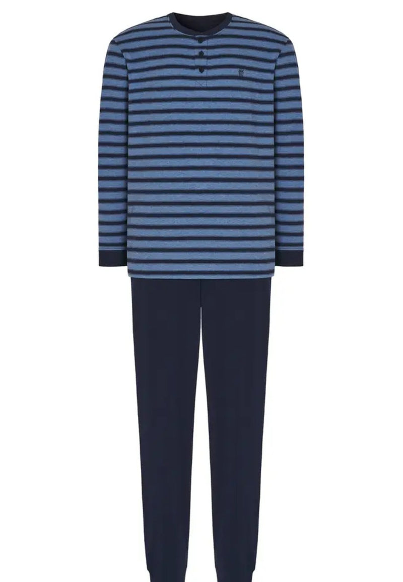 Pijama de hombre de rayas azul marino en tallas de la L a la XXL