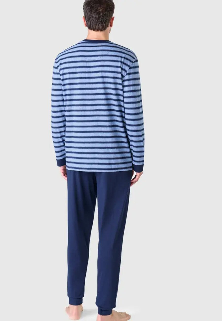 Pijama de hombre de rayas azul marino en tallas de la L a la XXL