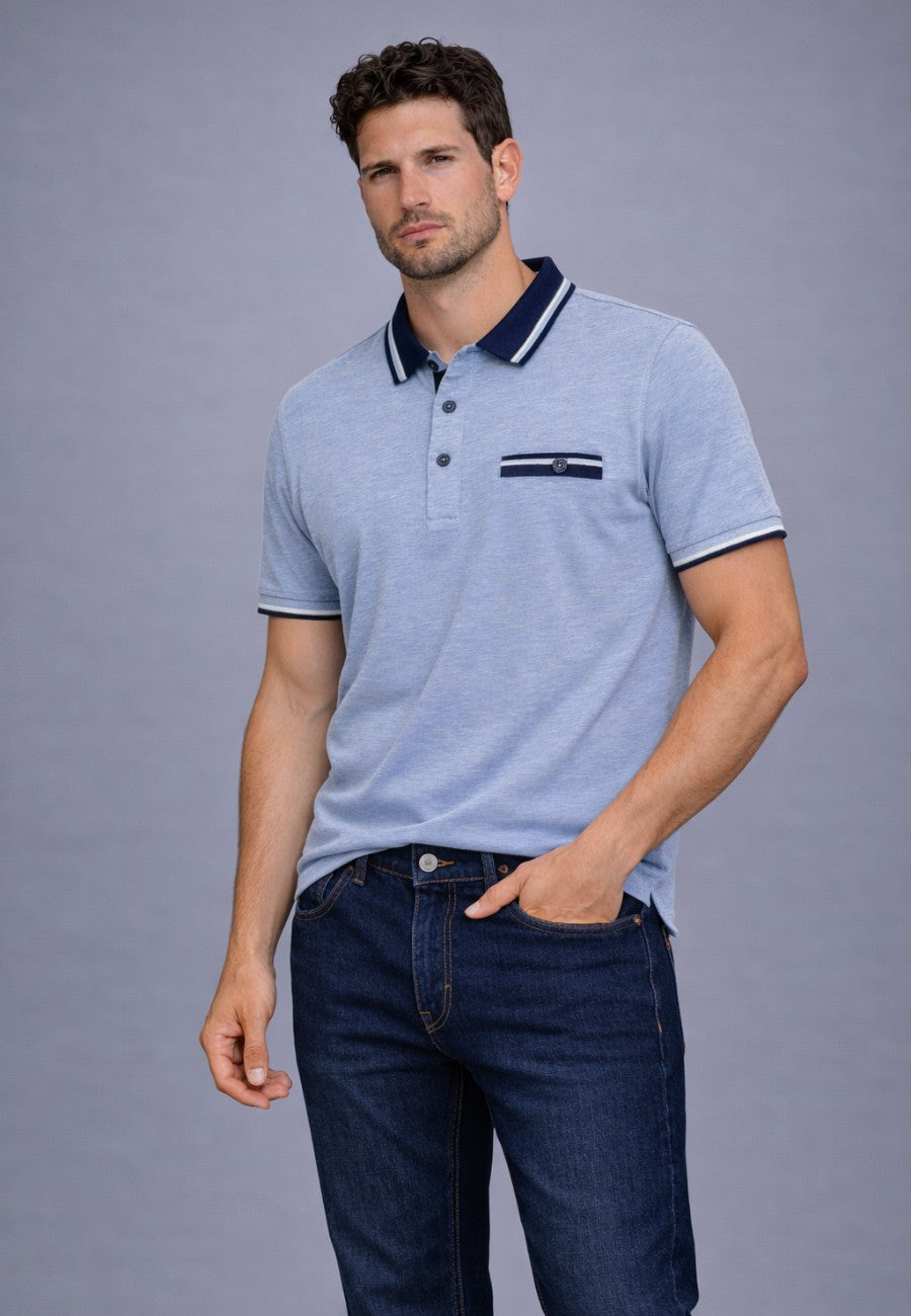 Polo piqué de hombre regular en color azul en testimu.com de T'estimu Moda