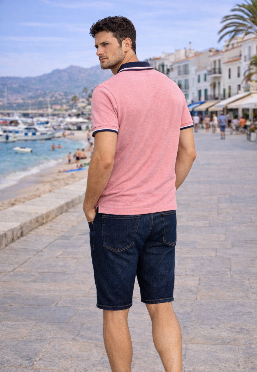 Polo piqué de hombre regular en color salmón en testimu.com de T'estimu moda