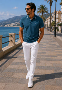 Polo de hombre en color azul oscuro aire, tallas de la M a la 3XL
