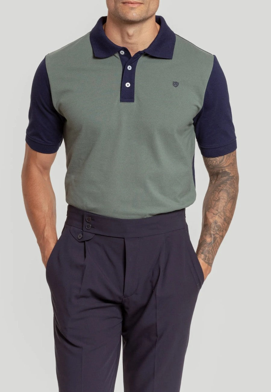 Polo de algodón en color Kaki y Azul Marino