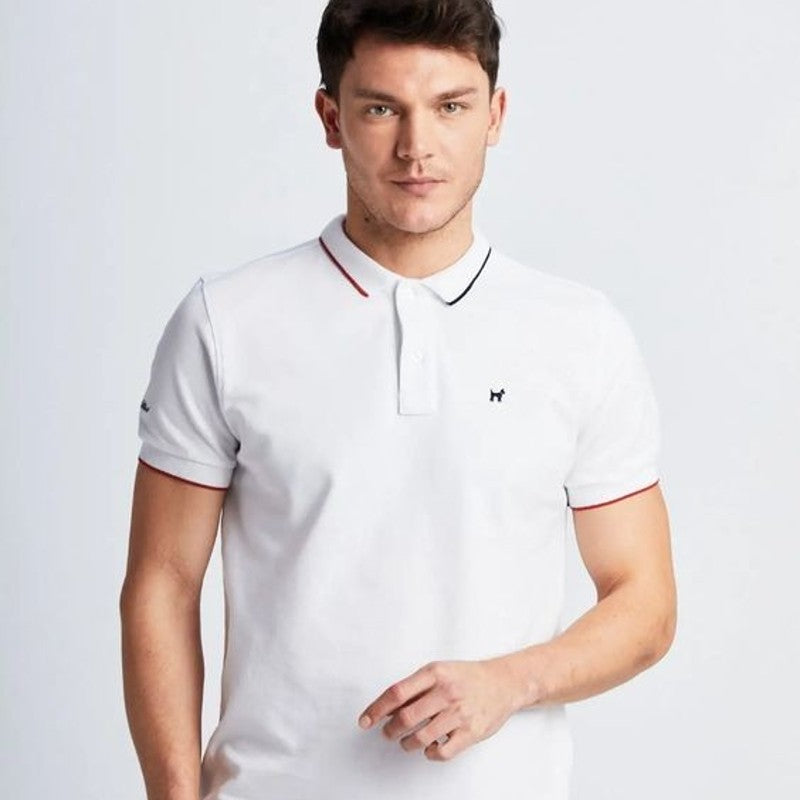 Polo blanco cuello v outlet hombre