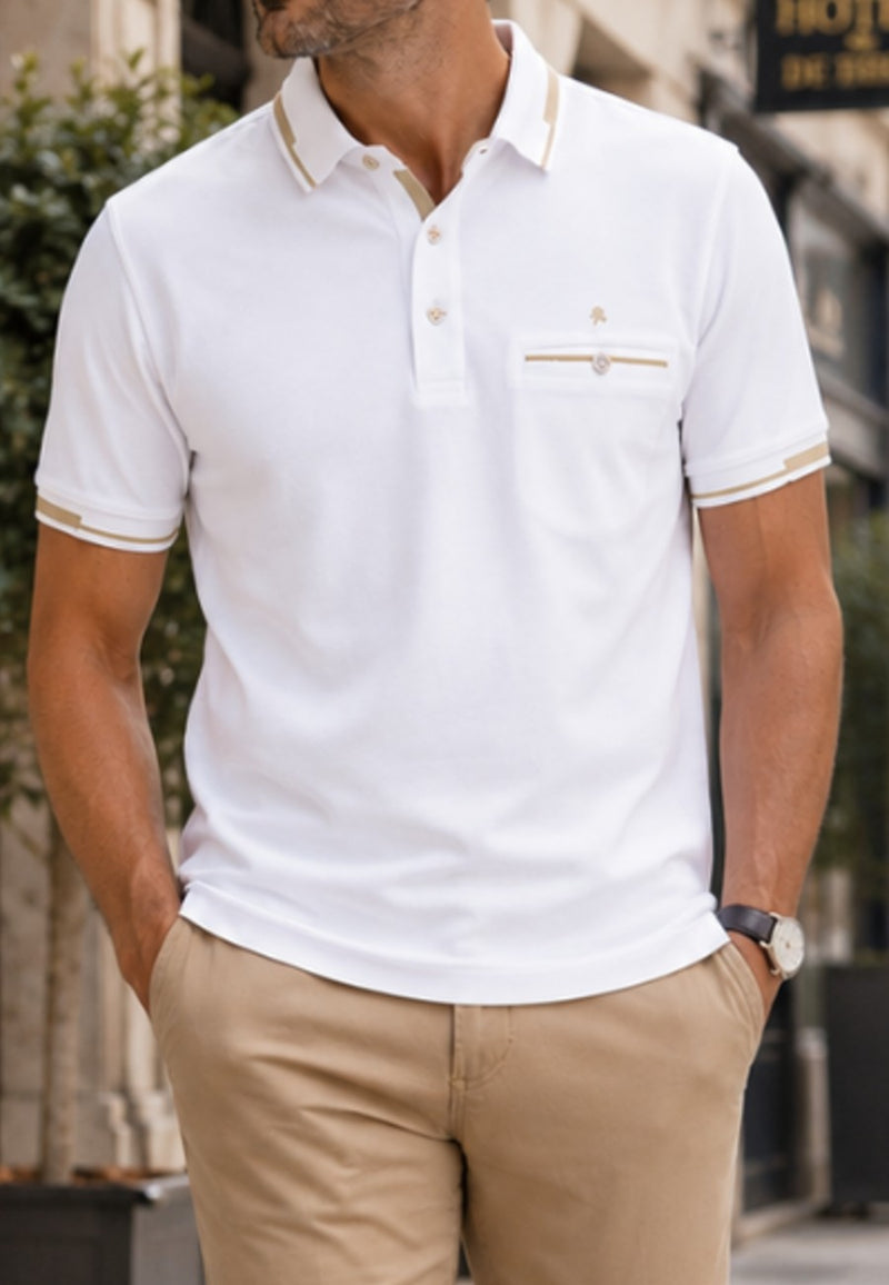 Polo de hombre en color blanco aire, tallas de la M a la 3XL