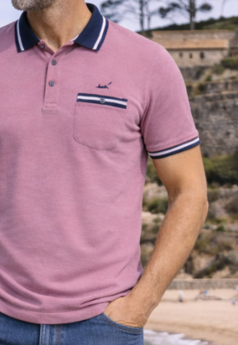 Polo piqué en corte regular de color malva
