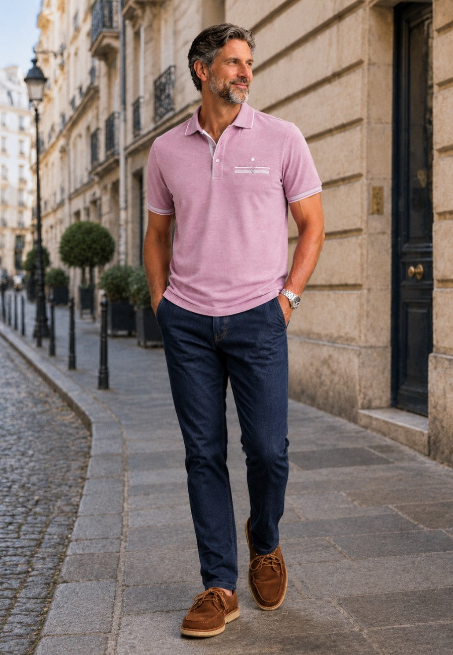 Polo de hombre en color maquillaje, tallas de la M a la 4XL
