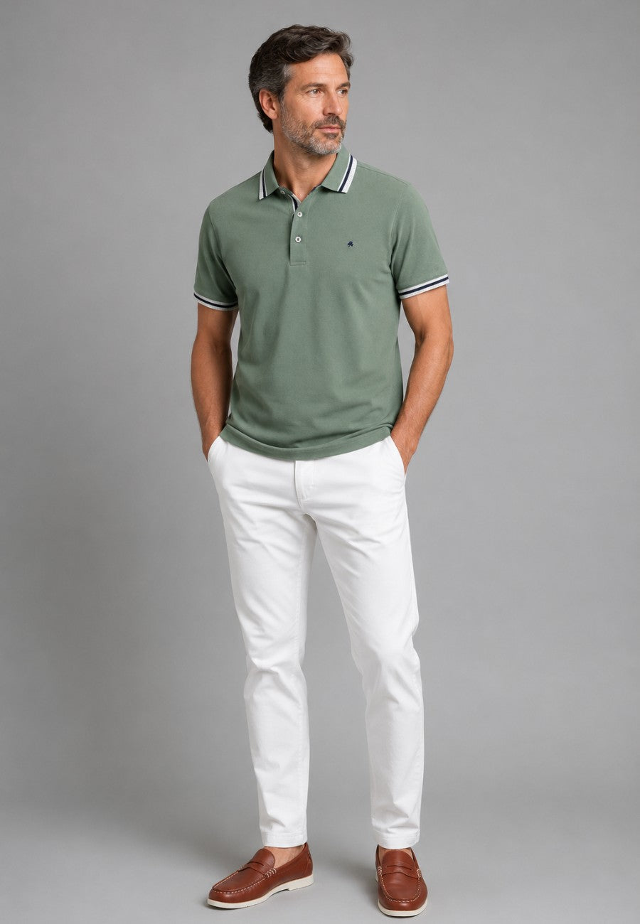 Polo de hombre en verde botella tallas de la M a la 4XL