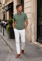 Polo de hombre en verde botella tallas de la M a la 4XL