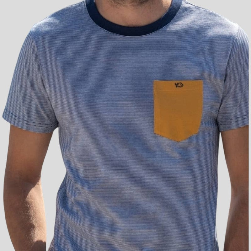 Camiseta a Rayas Azul y Camel en testimu.com de T'estimu Moda