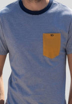 Camiseta a Rayas Azul y Camel en testimu.com de T'estimu Moda