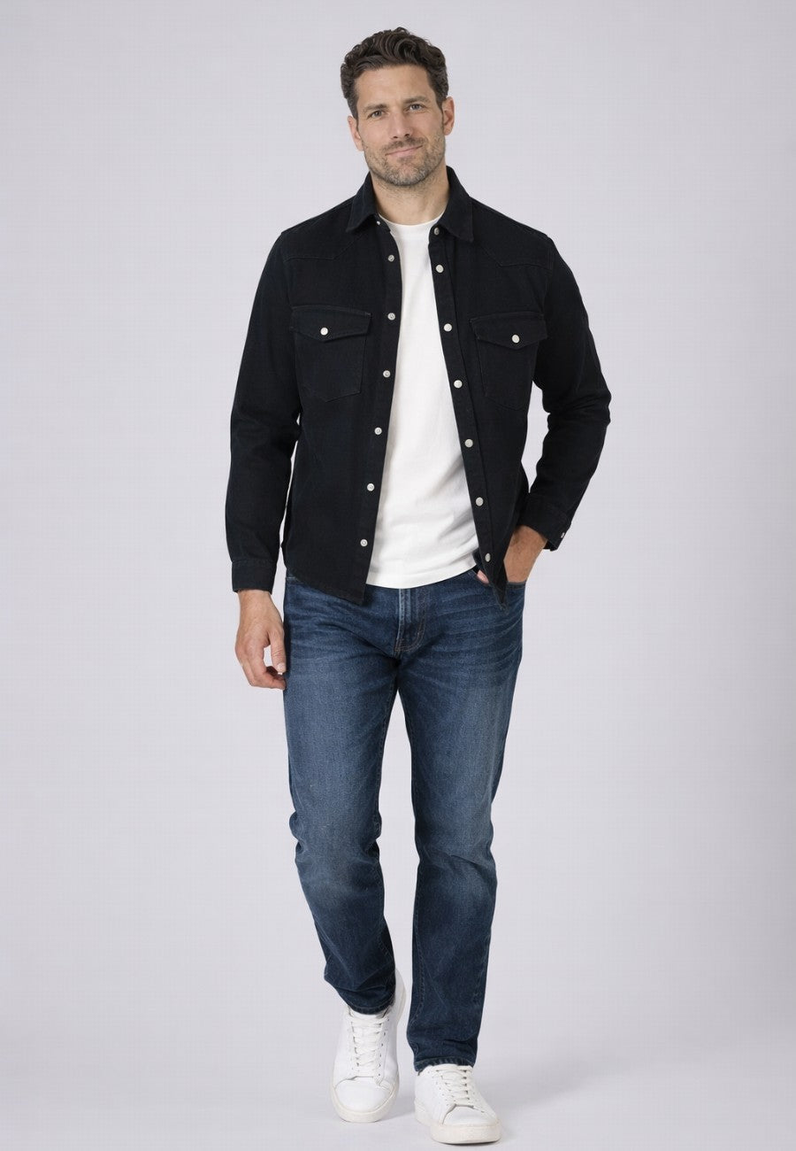 Sobrecamisa vaquera en corte recto de color negro