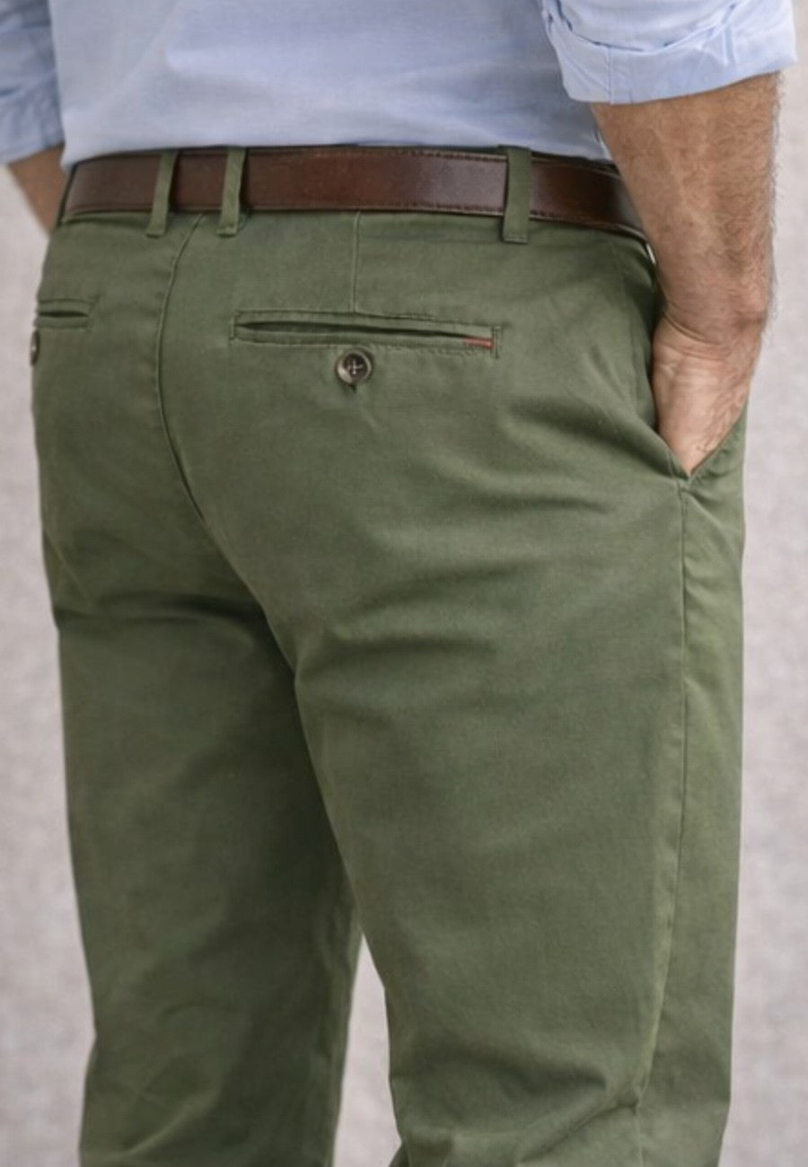 Pantalones chinos de verano verde Sport 322 (Tiro alto)